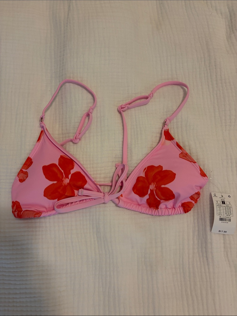 Ardene Women’s Pink Floral Tie-Front Bikini Top